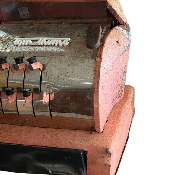 Vintage Tom Thumb Toy Cash Register Red Metal 1950's-1960's USA Pop Up Numbers - Picture 8 of 9